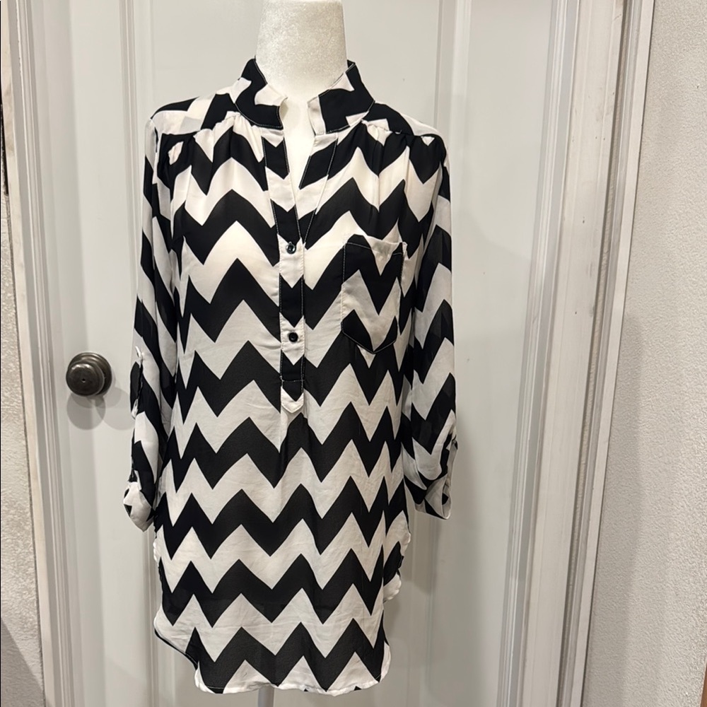 Black and White Chevron Blouse